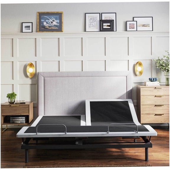 MANGIJOY Adjustable Bed Frame with Head Foot Massage, Wireless Remote Control for Split King