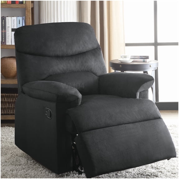 MANGIJOY Black Fabric Motion Recliner Sofa Chair with Easy Recline Mechanism and Supportive Cushions