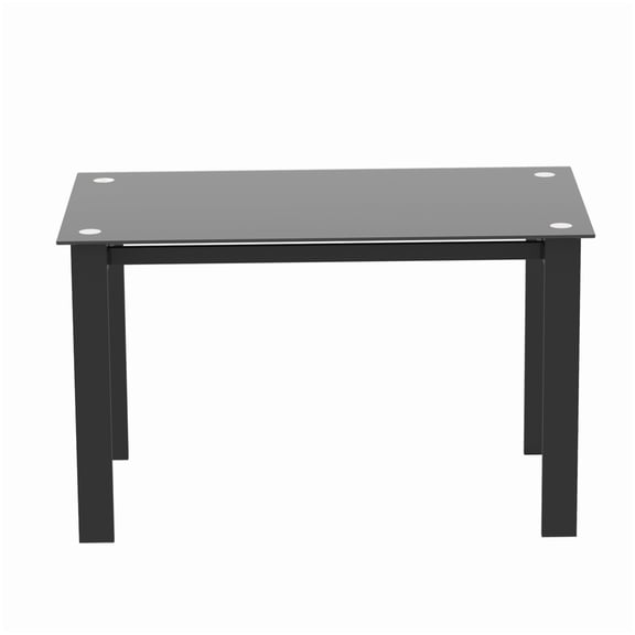 MANGIJOY Contemporary 52" Glass Top Dining Table, Sturdy Iron Frame Design for Kitchen and Living Room