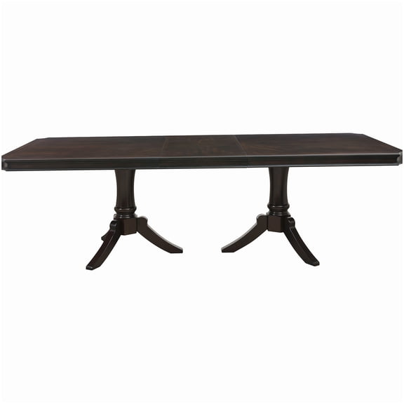 MANGIJOY Double Pedestal Base Dining Table with Leaf, Dark Cherry Wood Finish, 42x95.5x30 Inches