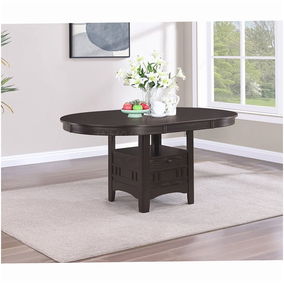 MANGIJOY Expandable Oval Shape Dining Table Espresso Finish, for Kitchen and Dining Room