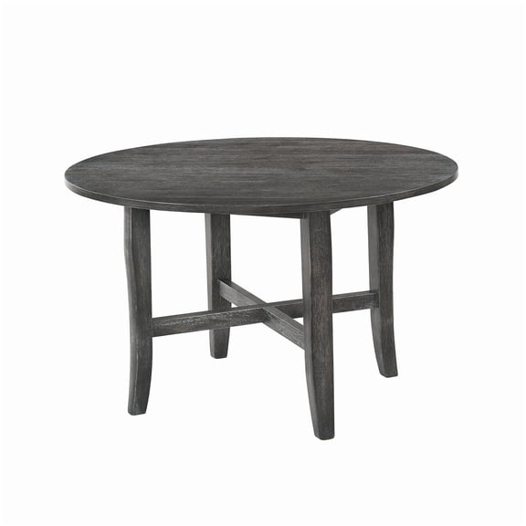 Fixed Round Top Dining Table, Rustic Gray Finish for Kitchen and Dining Room