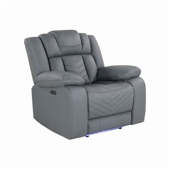 MANGIJOY Gray Power Lift Recliner Chair with LED Lights and Storage Features