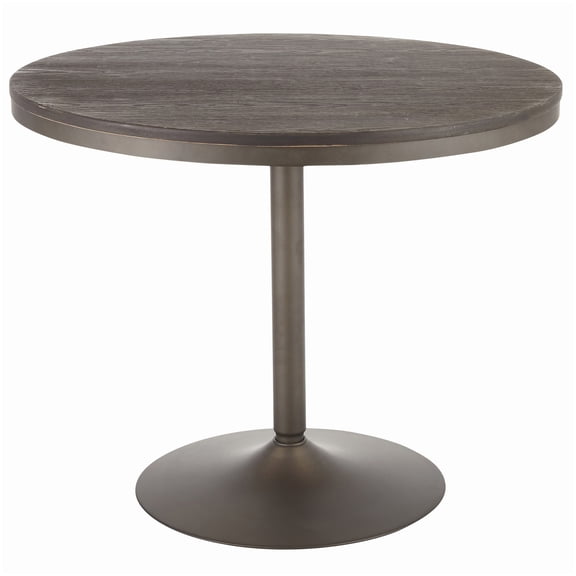 MANGIJOY Industrial Dining Table for Kitchen, 47 Inch Espresso Bamboo Top with Antique Metal Base, 4 Seater Farmhouse Dining Room Table