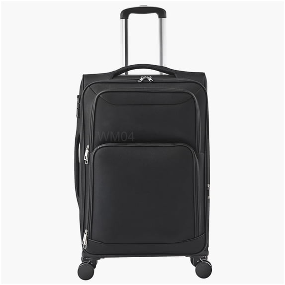 MANGIJOY Large Capacity 24 Inch Expandable Spinner Suitcase - Black Check-In Luggage with TSA Lock