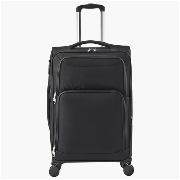 MANGIJOY Large Capacity 24 Inch Expandable Spinner Suitcase - Black Check-In Luggage with TSA Lock