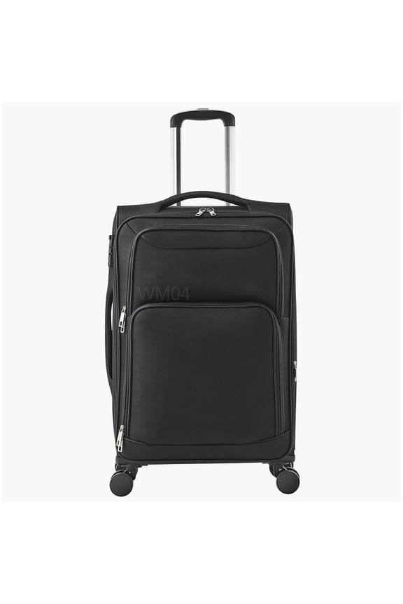 Large Capacity 24 Inch Expandable Spinner Suitcase - Black Check-In Luggage with TSA Lock