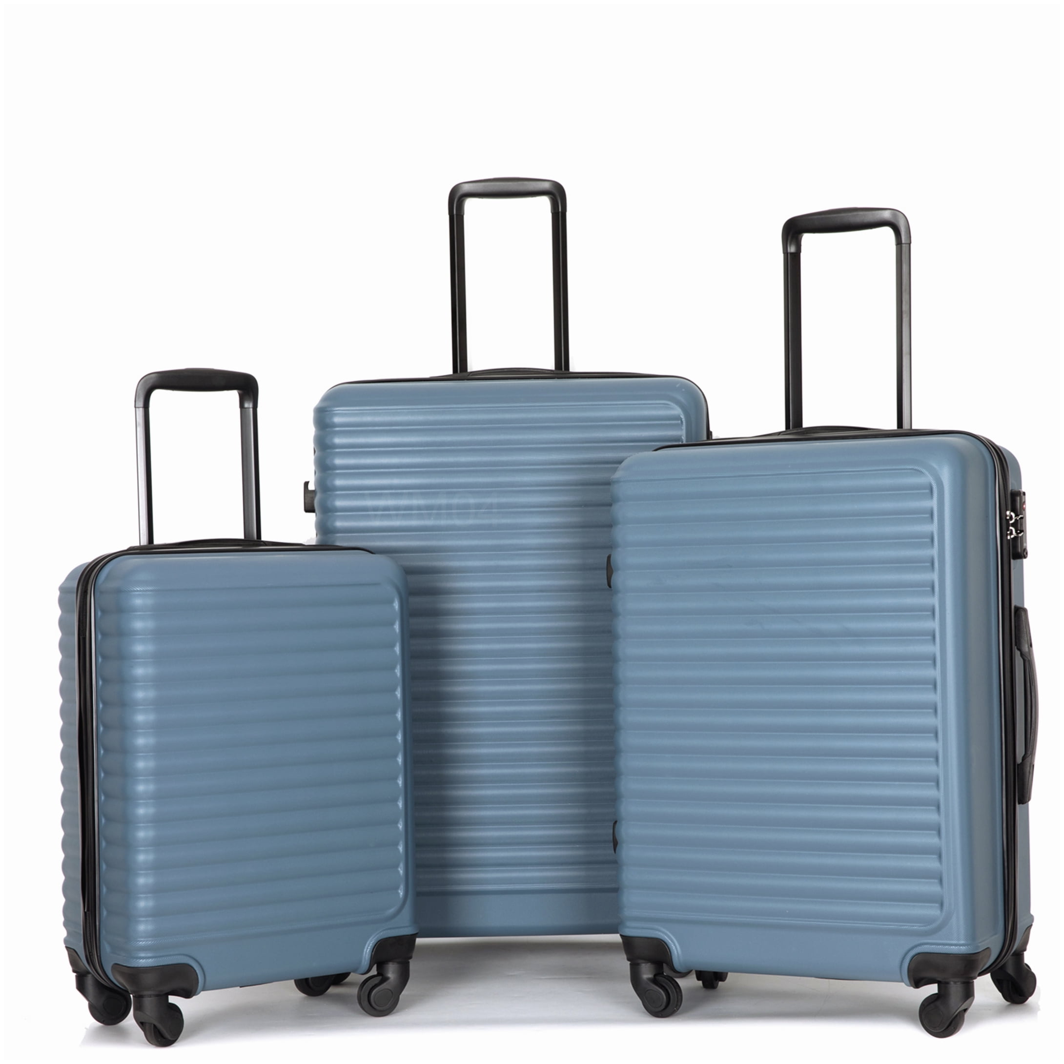 MANGIJOY Lightweight Travel Luggage Set with TSA Lock, 3-Piece ABS Hardshell Spinner Suitcases in Blue, 20 24 28 Inch