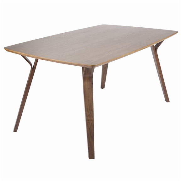 MANGIJOY Modern Dining Table for 6 Persons, Walnut Finish Wood Table with Rounded Edges and Tapered Legs