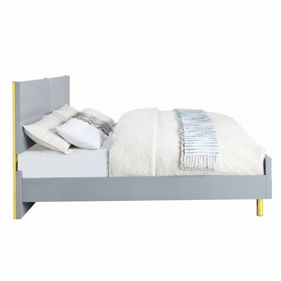 MANGIJOY Modern Gray Queen Platform Bed Frame with Wave Design, Sturdy Metal Construction, 660lbs Support, Easy to Assemble KD, Space Saving No Box Spring