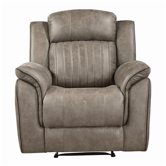 MANGIJOY Modern Luxury Recliner, Sandy Brown Microfiber, Solid Wood Build, with Push-Back Reclining and Tufted Detail