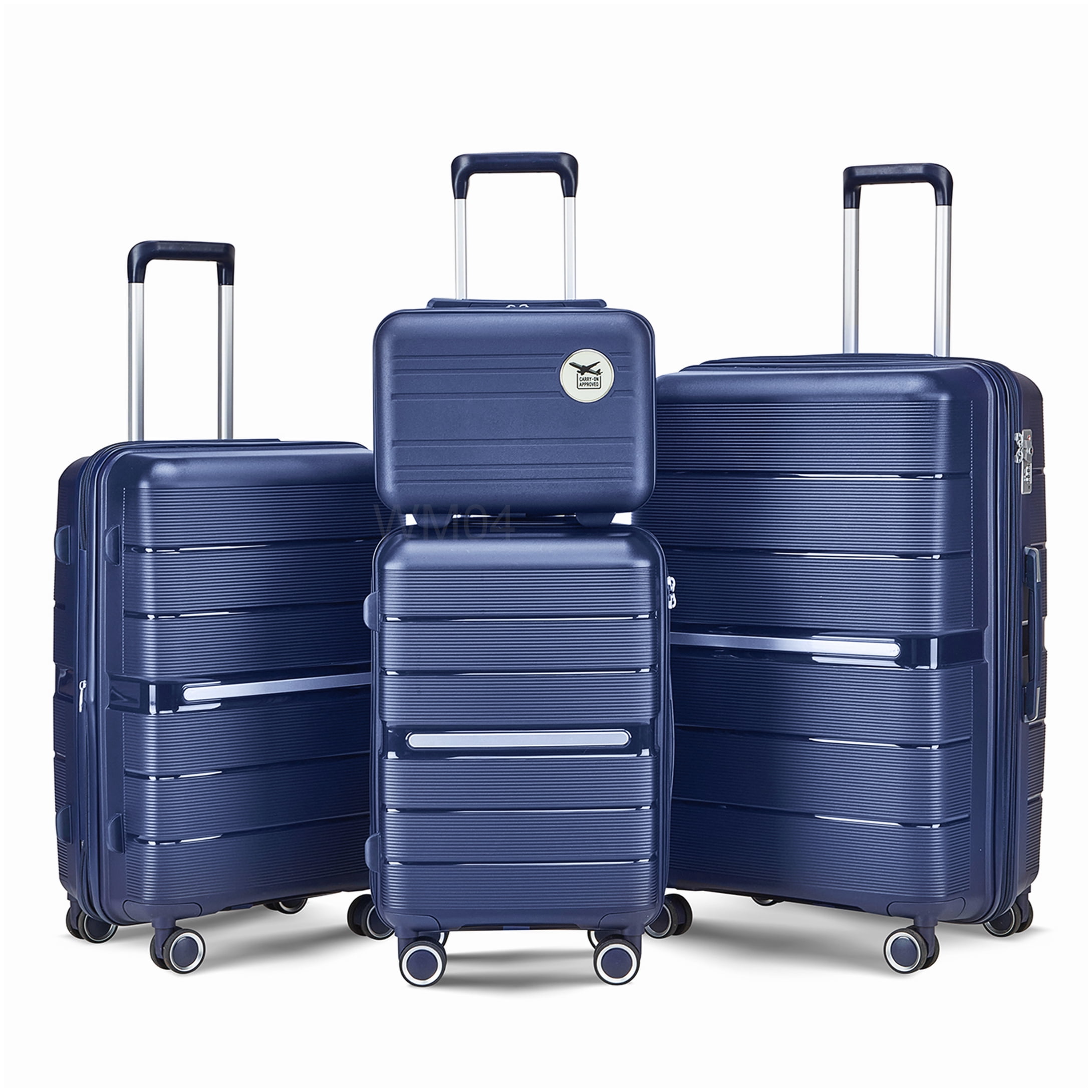 MANGIJOY Navy Blue Expandable Hardshell Suitcase Set of 4, Lightweight Luggage with 360° Spinner Wheels, TSA Lock, and Organized Interior