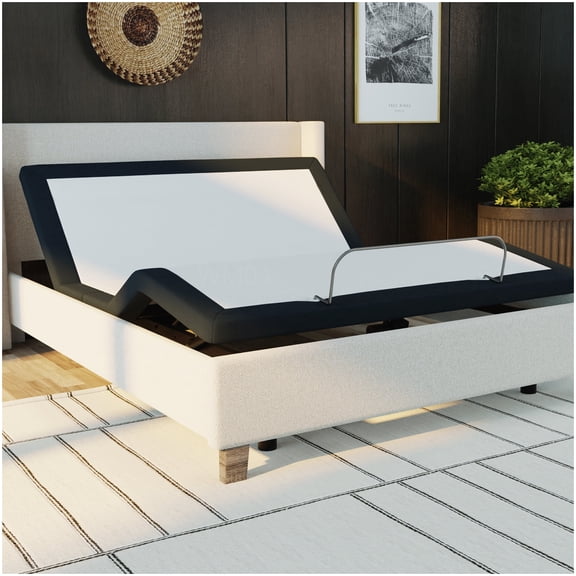 Queen Adjustable Bed Base with Remote, Zero Gap Design, Custom Memory, Dual Articulation, Grey Frame for Superior Support