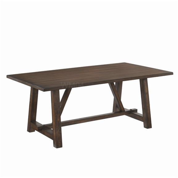 MANGIJOY Rectangular Trestle Dining Table in Dark Oak, Synthetic Wood Kitchen Table with 100lb Capacity