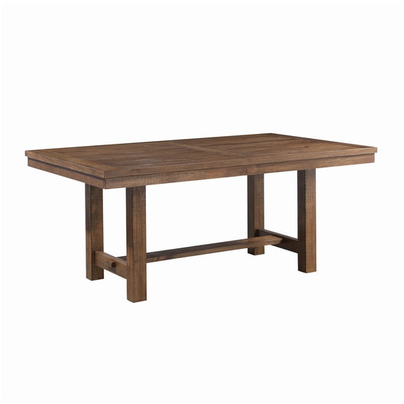 MANGIJOY Solid Pine & Acacia Veneer Brown Dining Table, Transitional Rectangular Kitchen Table