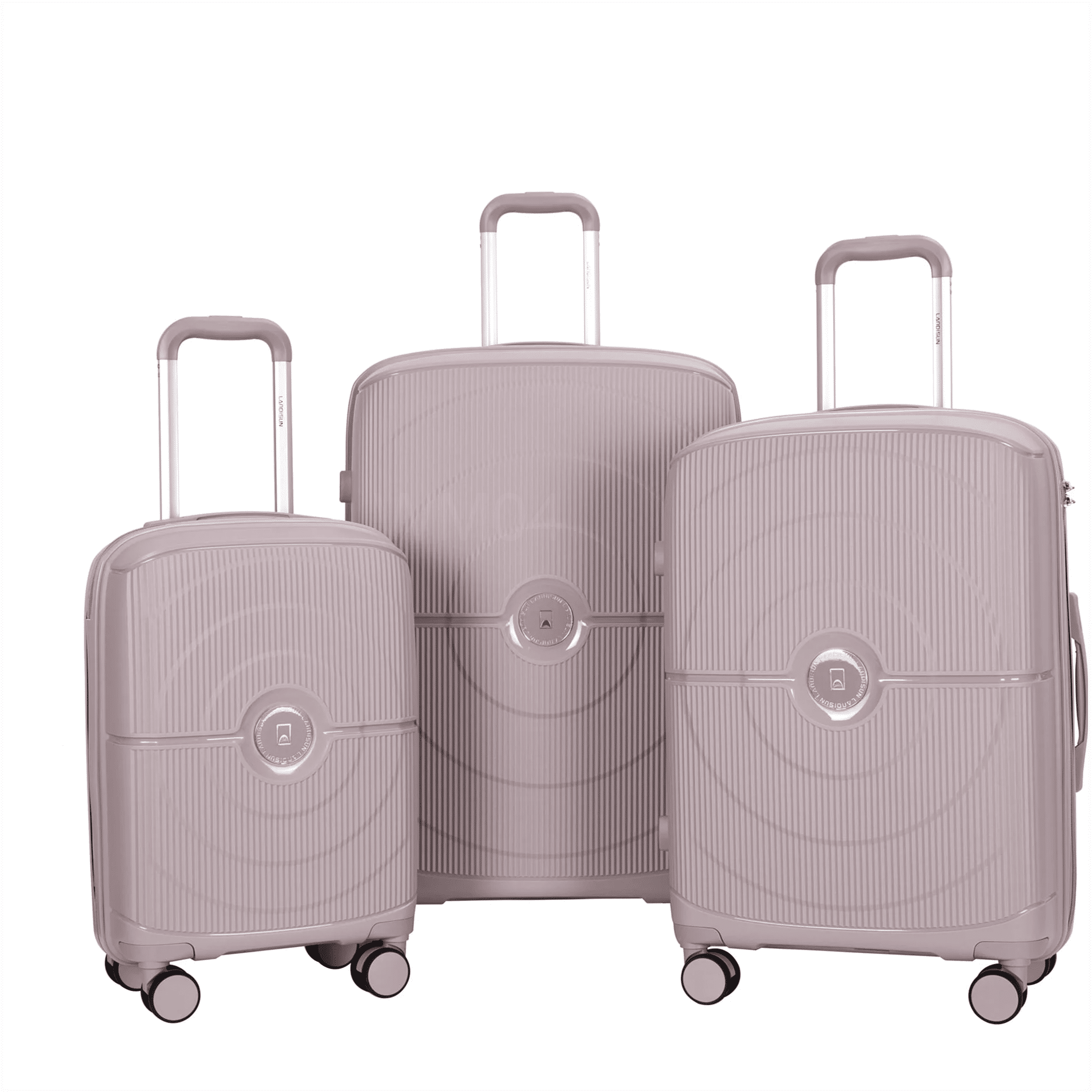 MANGIJOY Spinner Wheel Luggage Set 3-Piece Hardside, TSA Lock Suitcases Carry On 20 inch and Checked 24 28 inch, Greige