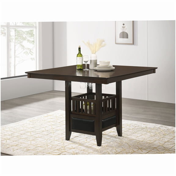 MANGIJOY Square Pedestal Dining Table with Hidden Storage, Espresso
