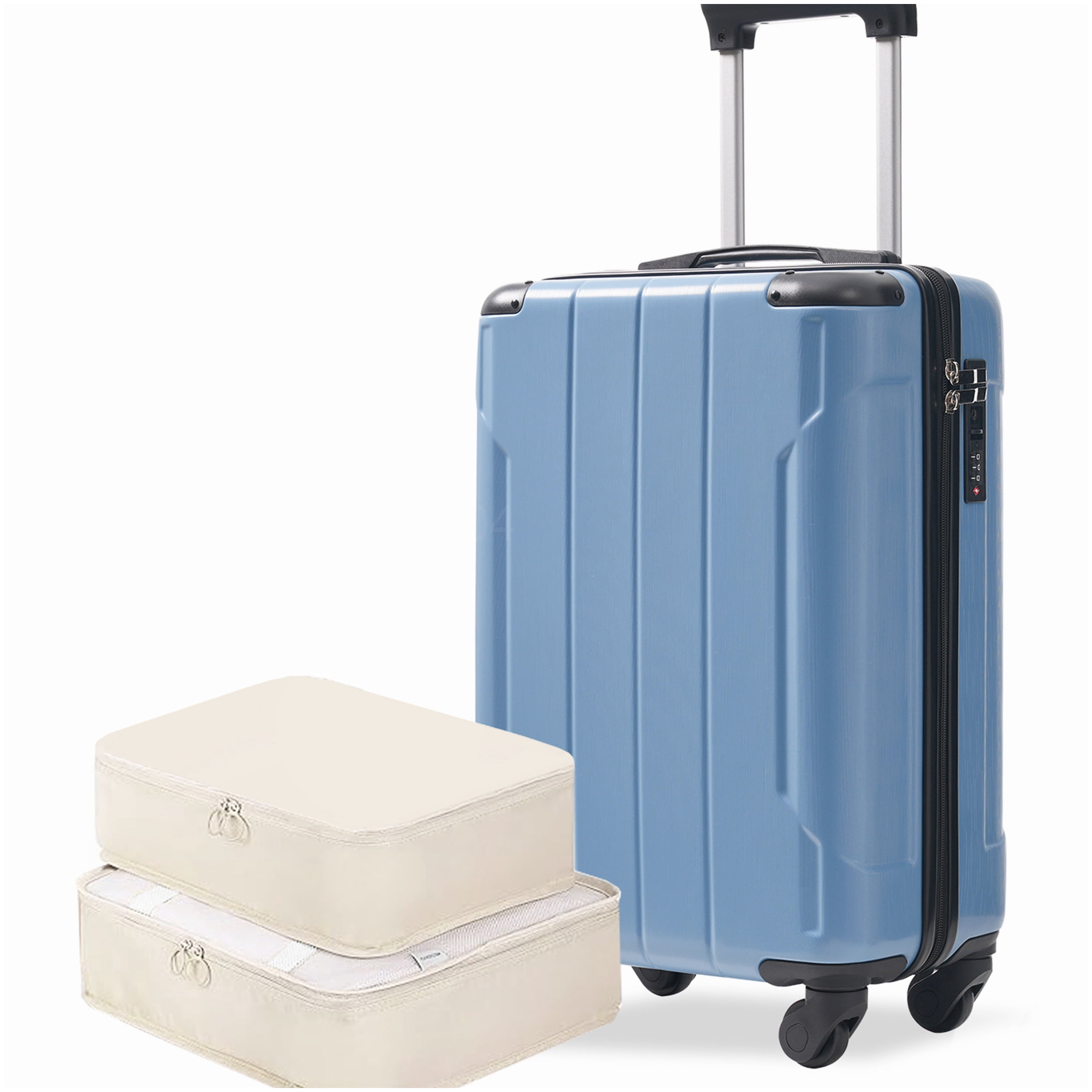MANGIJOY TSA Lock Carry On Luggage 20 Inch, Lightweight Hardshell Spinner Suitcase with Packing Cubes, Durable ABS in Blue Gray