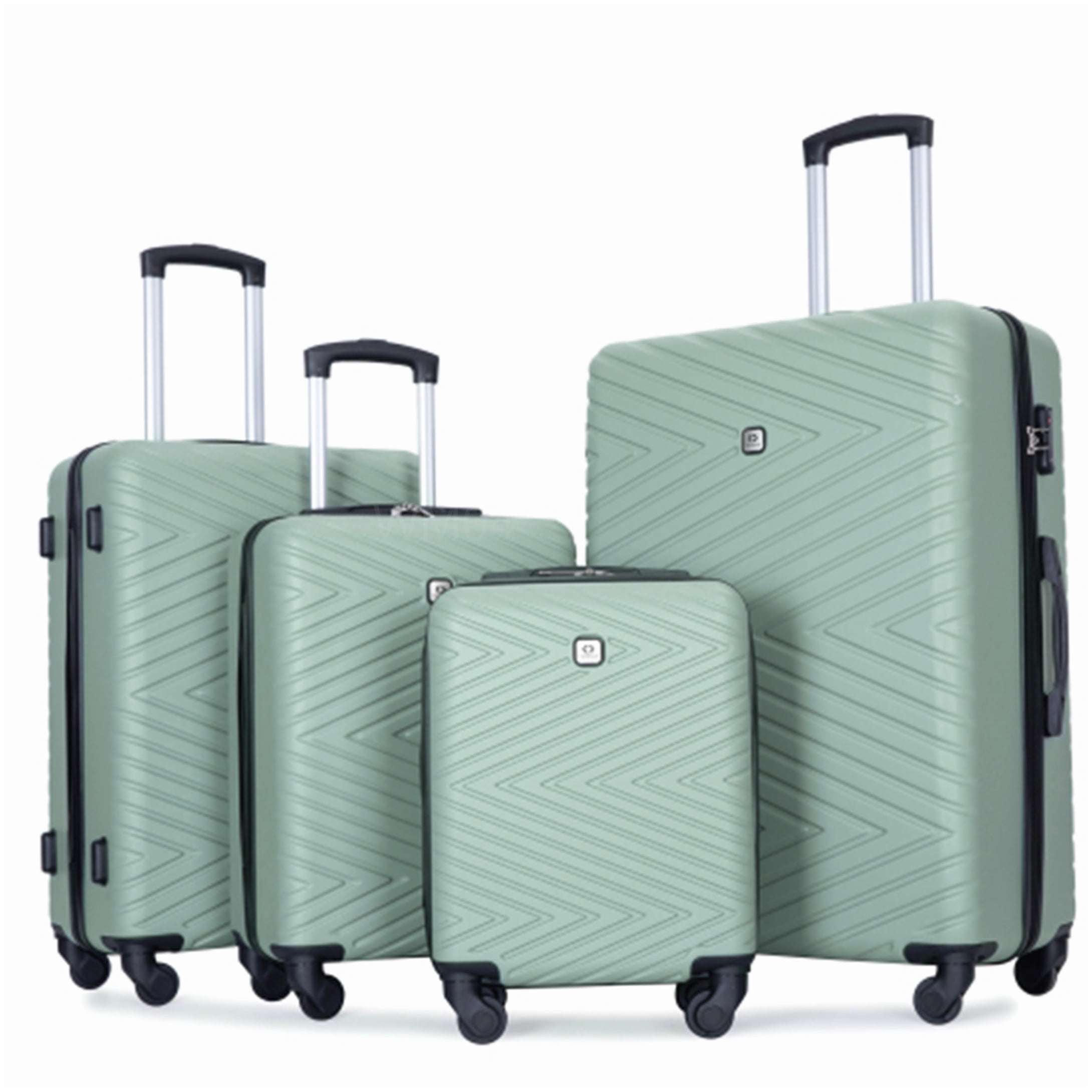 MANGIJOY TSA Lock Hard Shell Luggage Set, 4-Piece Olive Green ABS Spinner Suitcase for Family Vacation