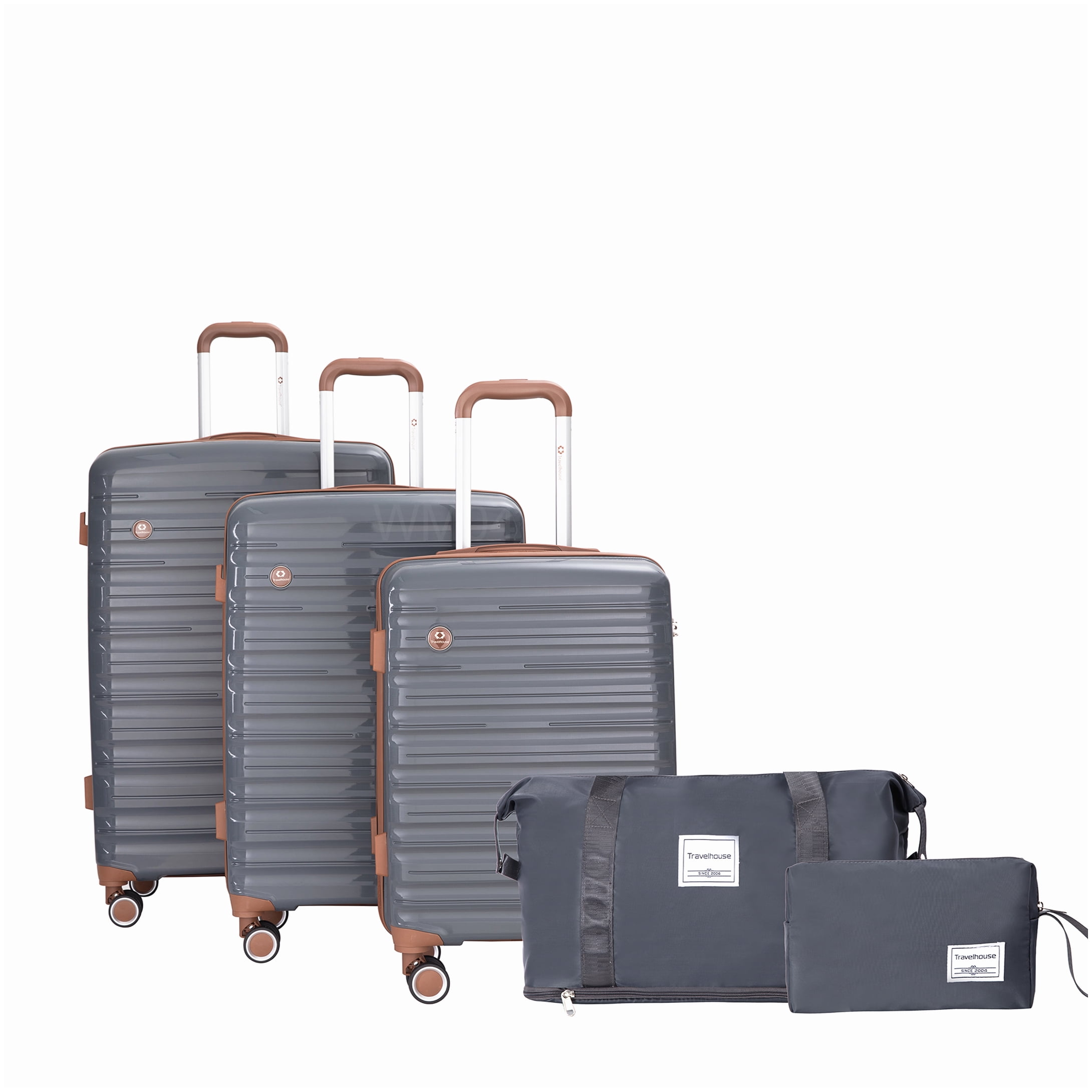 MANGIJOY TSA Lock Hardshell Luggage Set 5-Piece: Expandable Carry-On, Checked Bags, Travel &; Toiletry Bag, Spinner Wheels