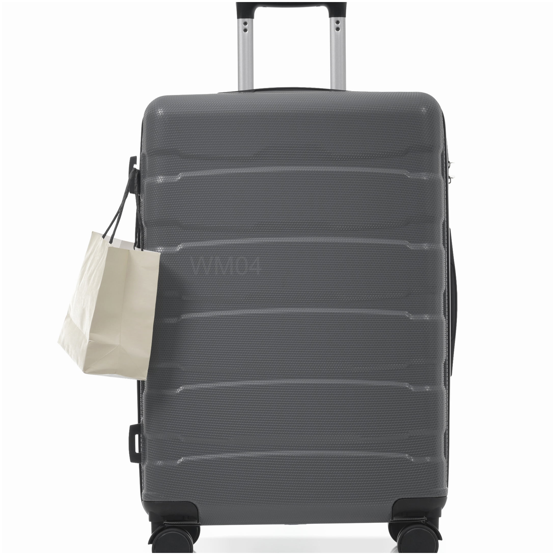 MANGIJOY TSA Lock Hardshell Suitcase 24 Inch, Lightweight Expandable ABS Checked Luggage with 360° Spinner Wheels, Gray