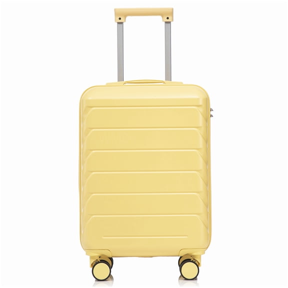 MANGIJOY TSA Travel Suitcase, 20 Inch ABS Hardshell Spinner Luggage in Yellow, Check-In Bag with Lock