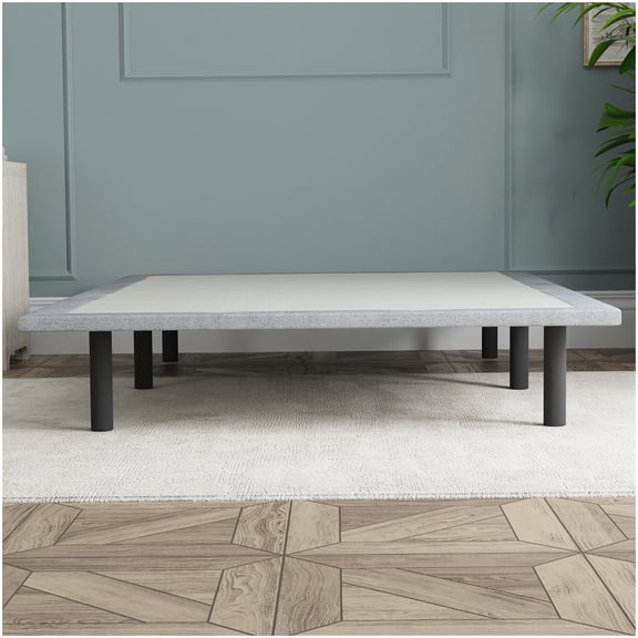 MANGIJOY Upholstered Full Size Bed Frame, Platform Foundation with Adjustable Height, 1000lb Weight Capacity, Grey Modern Design