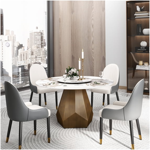 MANGIJOY White Artificial Stone Dining Table, 53