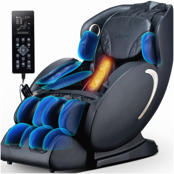 MANGIJOY Zero Gravity Massage Chair with Heat, 3D Body Scan, Voice & APP Controlled, Black Leather