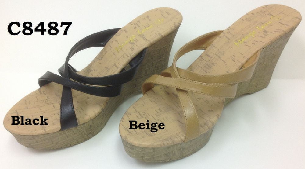 MANGO LANE LADIES HI STRAPPY HIGH WDG BLK SZ 10