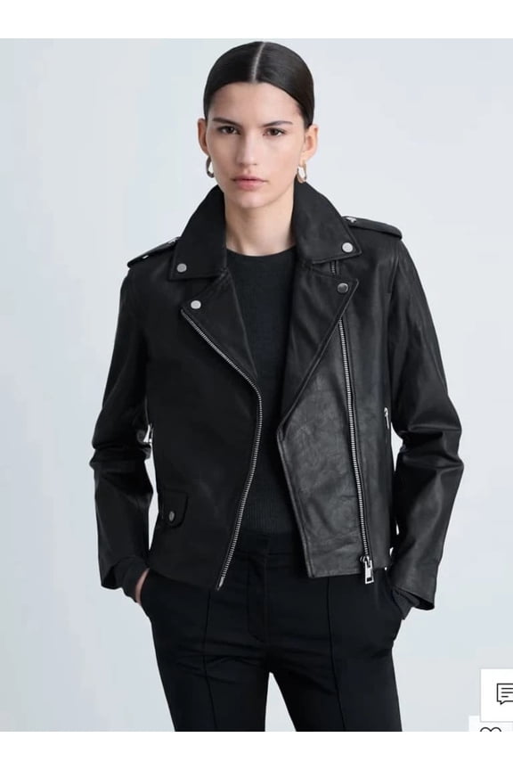 Leather Biker Jacket Size XS