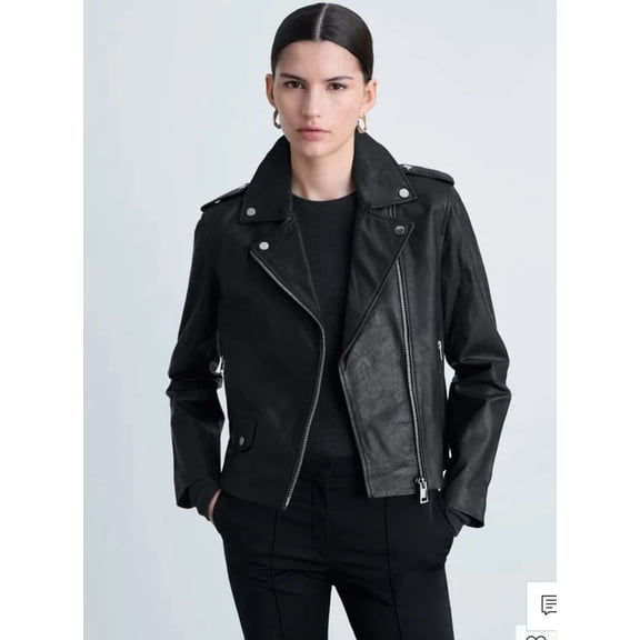 MANGO Leather Biker Jacket Size XS