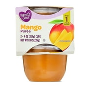 Parents Choice Stage 1 Baby Food Mango Puree, 4 oz Cups, 2 Pack