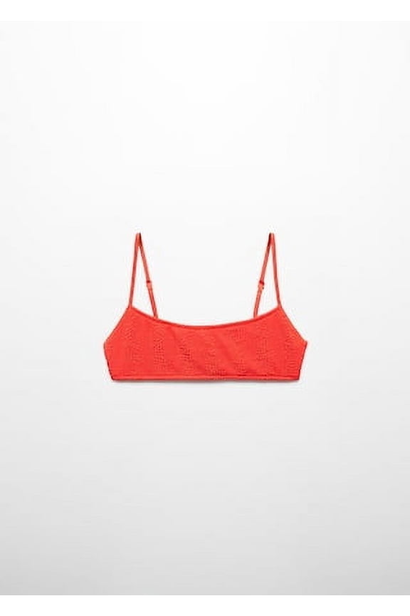 - Pleated Bikini Top Brick - L - Woman