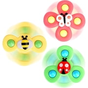 MANGOBOB 3 Pcs Suction Cup Spinner Toys, Baby Fidget Spinner Toy, Spinning Toys for Toddlers 1-3, Sensory Toys Bathtub Toy Dining Chairs Toys