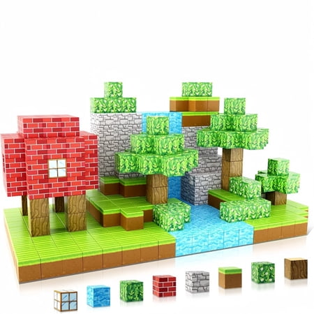 MANGOBOB Magnetic Blocks Build Mine Magnet World Edition, Fidget Toys for 3+ Years Old