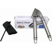 MANGOBOB Premium Garlic Press Set with Studs - Heavy Duty Stainless Steel Professional Crusher - Easy to Squeeze & Clean with Ergonomic Handle - Rust Proof & Dishwasher Safe with Peeler