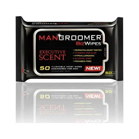 MANGROOMER Biz Wipes Flushable Moist Personal Wipes Engineered for Men, 50 Wipes (Pack of 6)