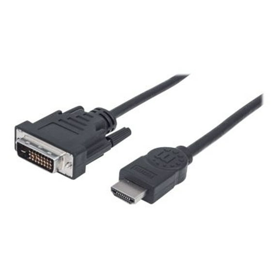 Manhattan HDMI Male to DVI-D 24+1 Male, Dual Link, Black, 6 ft.