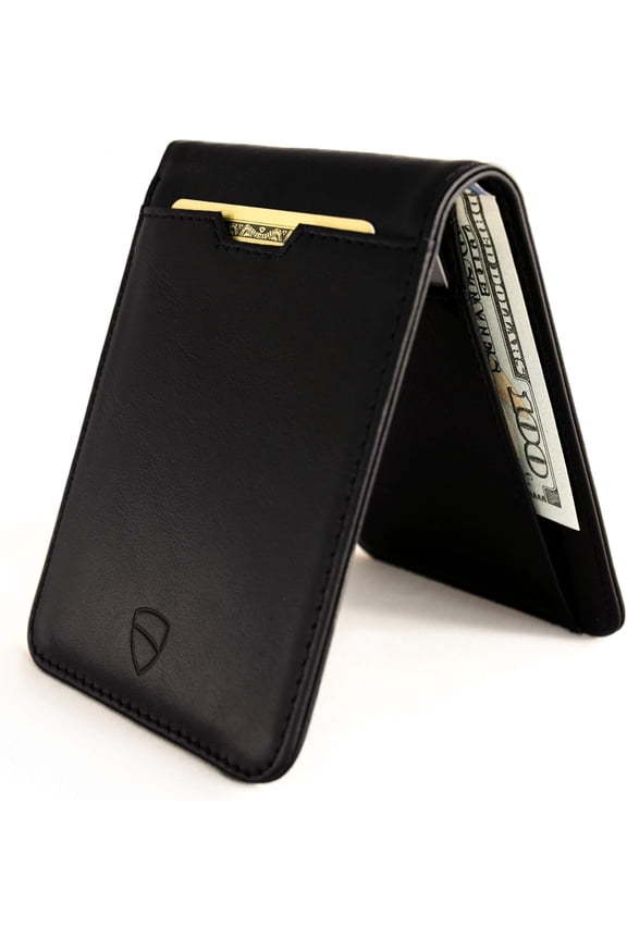 MANHATTAN Slim RFID Blocking Bifold Leather Wallet for Men - Minimalist Front Pocket Card Holder, Holds 9 Cards & , Italian Leather