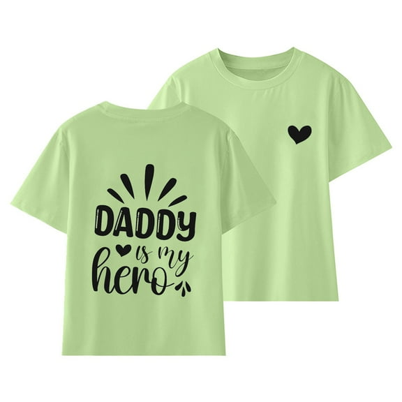 MANHUJI 5T Outfits For Girls Kids T Shirt Baby Girls T Shirt Boys' Short Sleeve Top Parent Child Sentiment Kids Round Neck Short Sleeve T Shirt Outfits For Girls Boys Size 8 Clothes (Green,120)