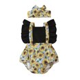 thumbnail image 1 of MANHUJI 6-9 Month Girl Clothes Infant Baby Girls Ruffle Floral Print Backless Romper Bodysuit+Headbands Outfits Newborn Sleepers Preemie Clothes Girl Baby Clothes for Girls Newborn (Black,100), 1 of 6