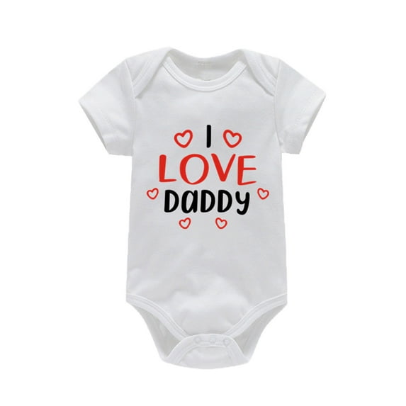 MANHUJI Baby Clothes Unisex Kids Baby Valentine's Day Toddler Girls Boys Letter Heart Prints Shorts Sleeves Jumpsuit Romper Preemie Baby Clothes Preemie Girls Baby Clothes (White,6M)