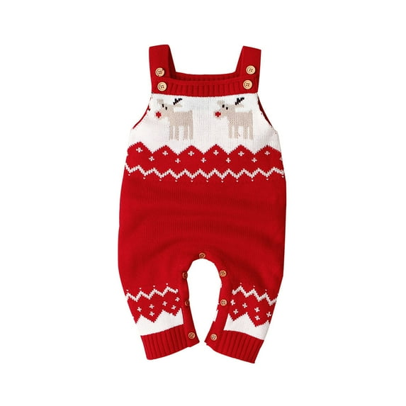 MANHUJI Baby Girl Outfit Newborn Infant Baby Christmas Santa Cartoon Plush Romper Xmas Knit Jumpsuit Preemie Boy Clothes Sleeper Baby Girl Clothes Newborn (Red,80)