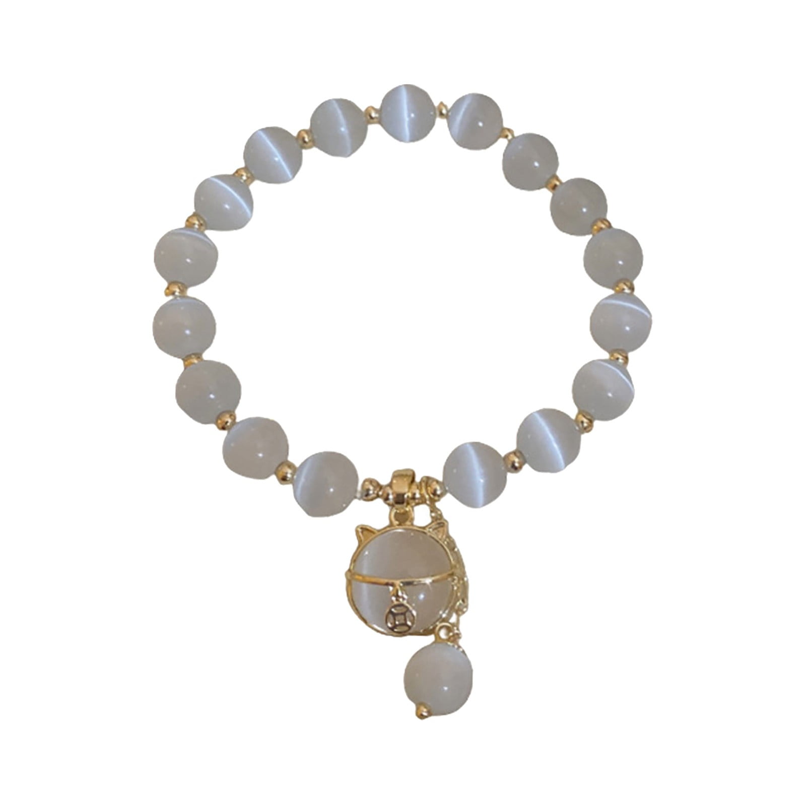 Gold Beaded Bracelets For Women – 14K Gold Plated, Elastic Cross Bead Design, Perfect Gift For Her