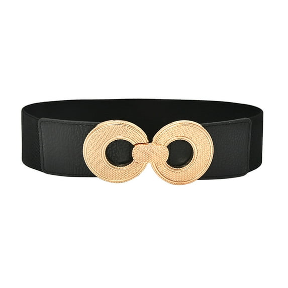 MANHUJI Boho Belt Women Stretchy Belt for Dresses Vintage Elastic Wide Waist Belt Black Belt Women (Black,One Size)