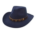 thumbnail image 1 of MANHUJI Chappell Roan Adult Casual Fashion Outdoors Winter Cowboy Straw Cap Light Sunshade Jazz Beach Hat Cap Blue Cowboy Hat (Navy Blue,M), 1 of 2