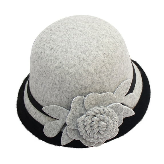 MANHUJI Church Hats For Women Women'S Autumn And Winter Flowers Round Top Casual Fisherman'S Basin Cap Small Bowler Hat Summer Hats For Women (Gray2,M)