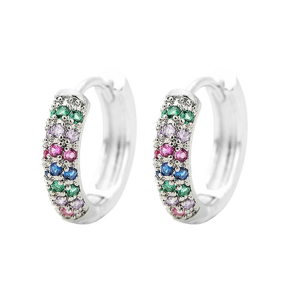 MANHUJI Clearance 14K Gold Plated Over 925 Sterling Silver Huggie Hoop Earrings for Women, 15Mm Lightweight Small Hoop Earrings Cubic Zirconia Hoop Earrings Huggie Earrings for Women (B,One Size)