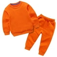thumbnail image 1 of MANHUJI Clearance 2Pcs Outfits Set Baby Girls Toddler 2-Piece Crewneck Sweatshirts and Jogger Set Boys Girls Casual Pullover Sportwear Outfits (Orange,140), 1 of 5